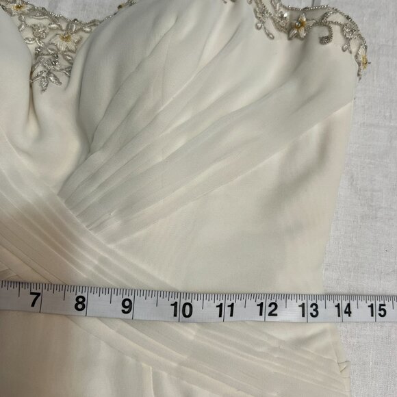 Jasmine Bridal Wedding Dress Size 8 Ivory Strapless Gown Beaded Embroidered Zip - Picture 12 of 15